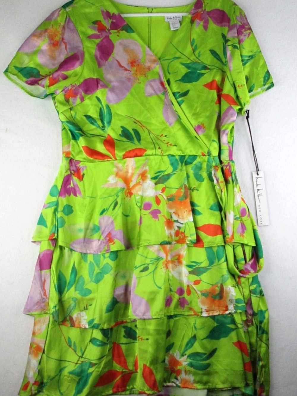 Nicole Miller Women's XL Cocktail Dress Tropical Bright Floral Party Dress NWT